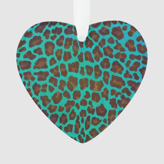 Leopard Brown en Blauwgroen Print Ornament (voorkant)