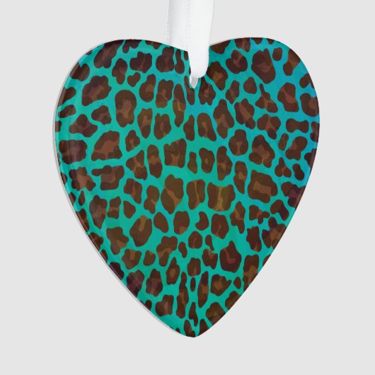 Leopard Brown en Blauwgroen Print Ornament (voorkant)