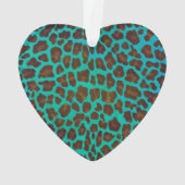 Leopard Brown en Blauwgroen Print Ornament (achterkant)