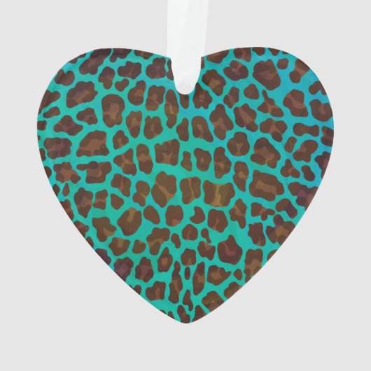 Leopard Brown en Blauwgroen Print Ornament (achterkant)