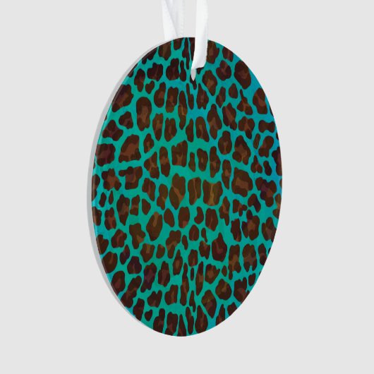 Leopard Brown en Blauwgroen Print Ornament (voorkant)
