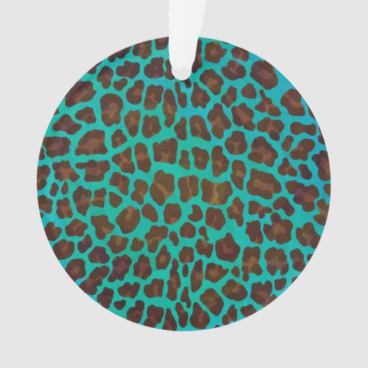 Leopard Brown en Blauwgroen Print Ornament (voorkant)