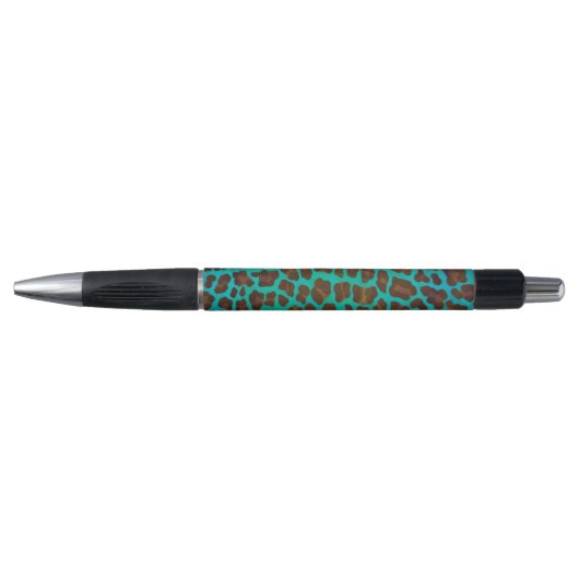 Leopard Brown en Blauwgroen Print Pen (Voorkant)