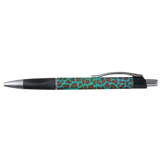 Leopard Brown en Blauwgroen Print Pen (Bovenkant)