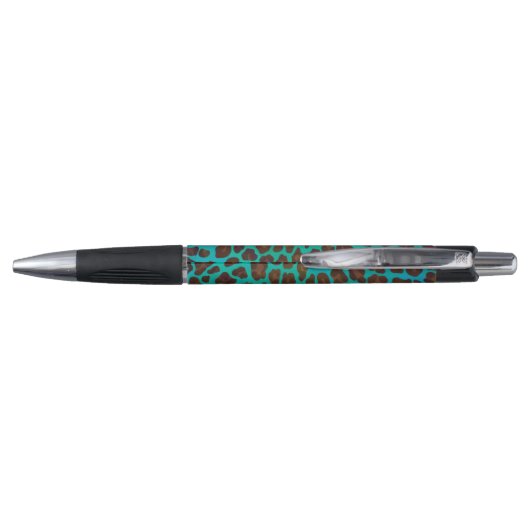 Leopard Brown en Blauwgroen Print Pen (Achterkant)