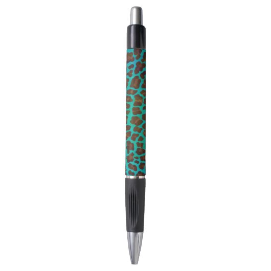 Leopard Brown en Blauwgroen Print Pen (Voorkant Verticaal)