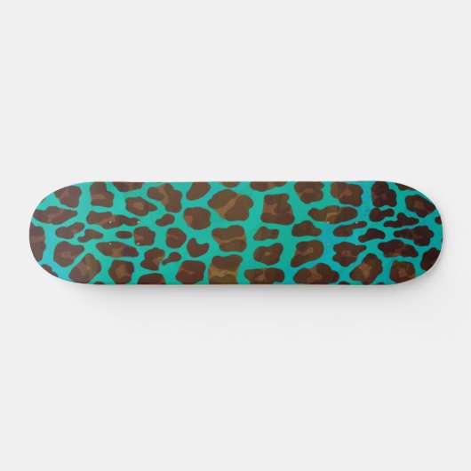 Leopard Brown en Blauwgroen Print Persoonlijk Skateboard (Horizontaal)