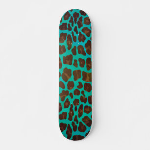 Leopard Brown en Blauwgroen Print Persoonlijk Skateboard