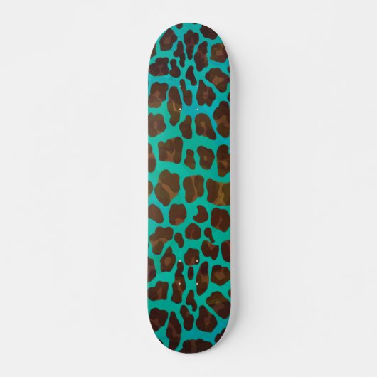 Leopard Brown en Blauwgroen Print Persoonlijk Skateboard (Voorkant)