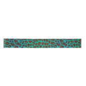 Leopard Brown en Blauwgroen Print Satijnen Lint (Voorkant)