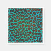Leopard Brown en Blauwgroen Print Servetten (Voorkant)