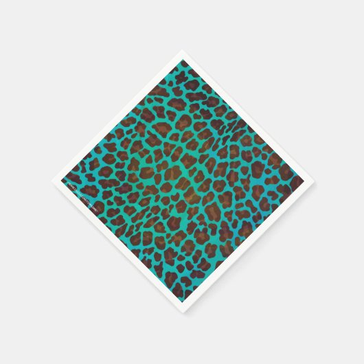 Leopard Brown en Blauwgroen Print Servetten (Hoek)