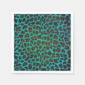Leopard Brown en Blauwgroen Print Servetten (Voorkant)
