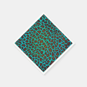 Leopard Brown en Blauwgroen Print Servetten