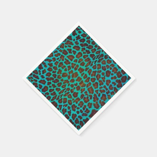 Leopard Brown en Blauwgroen Print Servetten (Hoek)
