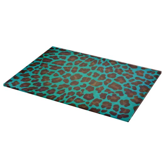 Leopard Brown en Blauwgroen Print Snijplank (Hoek)