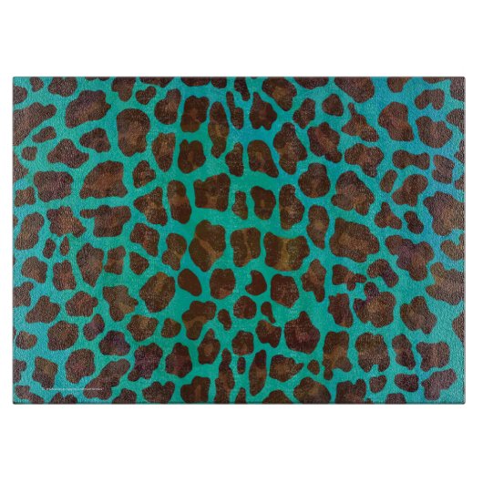 Leopard Brown en Blauwgroen Print Snijplank (Voorkant)