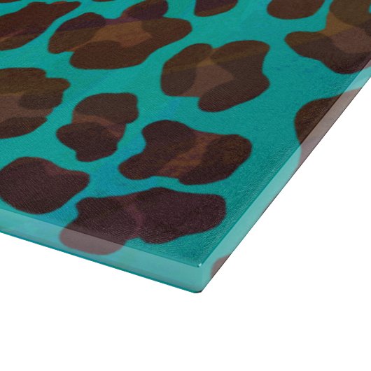 Leopard Brown en Blauwgroen Print Snijplank (Hoek)