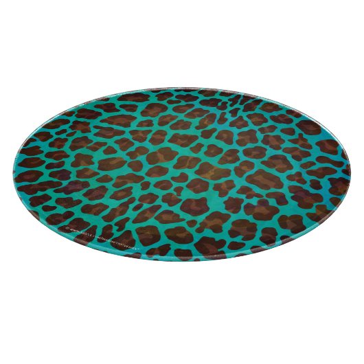 Leopard Brown en Blauwgroen Print Snijplank (Hoek)
