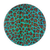 Leopard Brown en Blauwgroen Print Snijplank (Voorkant)