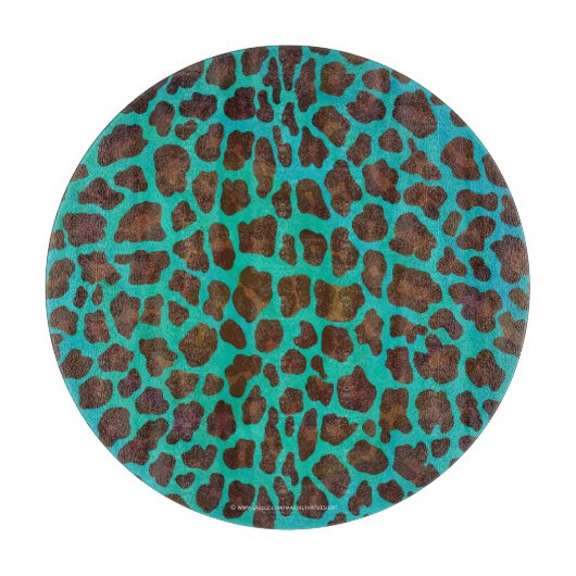Leopard Brown en Blauwgroen Print Snijplank (Voorkant)