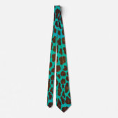 Leopard Brown en Blauwgroen Print Stropdas (Achterkant)