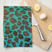 Leopard Brown en Blauwgroen Print Theedoek (Quarter Fold)
