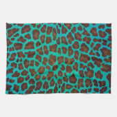 Leopard Brown en Blauwgroen Print Theedoek (Horizontaal)