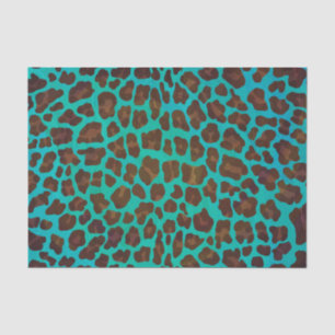 Leopard Brown en Blauwgroen Print Tissuepapier