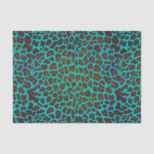 Leopard Brown en Blauwgroen Print Tissuepapier