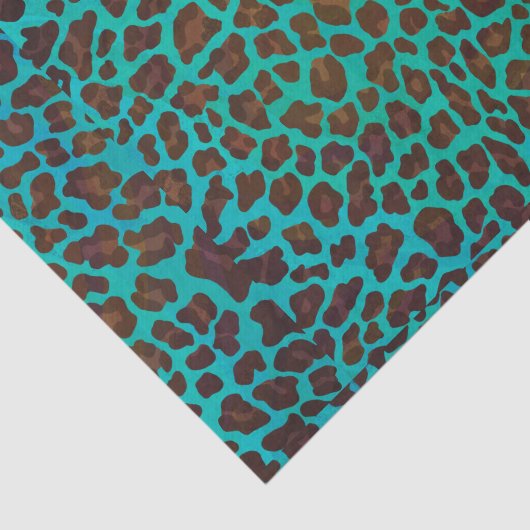 Leopard Brown en Blauwgroen Print Tissuepapier (Detail)