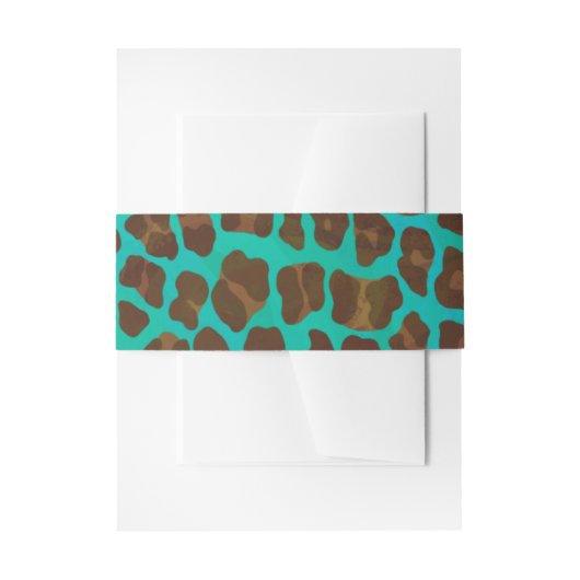 Leopard Brown en Blauwgroen Print Uitnodigingen Wikkel (Voorkant Voorbeeld)