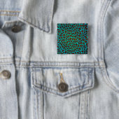 Leopard Brown en Blauwgroen Print Vierkante Button 5,1 Cm (In situ)