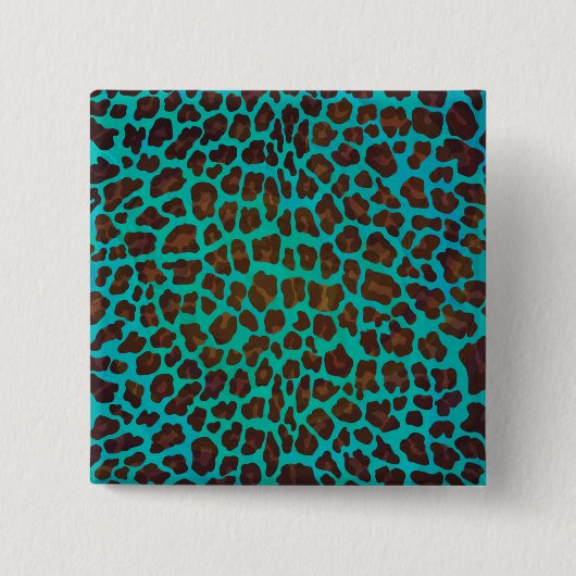 Leopard Brown en Blauwgroen Print Vierkante Button 5,1 Cm (Voorkant)