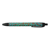 Leopard Brown en Blauwgroen Print Zwarte Inkt Pen (Bodem)