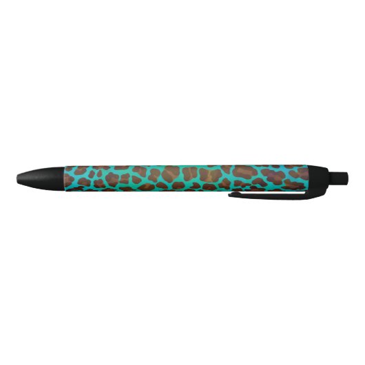 Leopard Brown en Blauwgroen Print Zwarte Inkt Pen (Bodem)