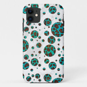 Leopard Brown en Blauwgroen PrintPolka-Stippen Case-Mate iPhone Case