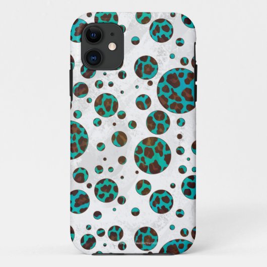 Leopard Brown en Blauwgroen PrintPolka-Stippen Case-Mate iPhone Case (Achterkant)