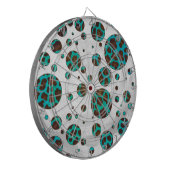 Leopard Brown en Blauwgroen PrintPolka-Stippen Dartbord (Voorkant Links)