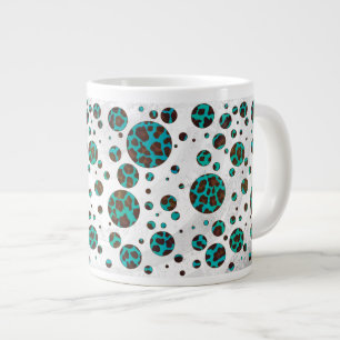 Leopard Brown en Blauwgroen PrintPolka-Stippen Grote Koffiekop