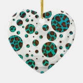 Leopard Brown en Blauwgroen PrintPolka-Stippen Keramisch Ornament (Voorkant)