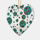 Leopard Brown en Blauwgroen PrintPolka-Stippen Keramisch Ornament (Links)