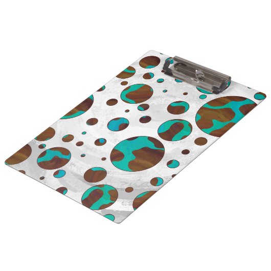 Leopard Brown en Blauwgroen PrintPolka-Stippen Klembord (Gekanteld)