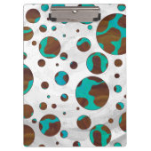 Leopard Brown en Blauwgroen PrintPolka-Stippen Klembord (Voorkant)