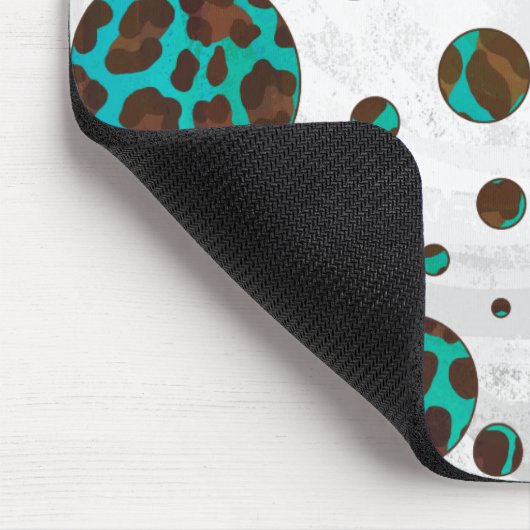 Leopard Brown en Blauwgroen PrintPolka-Stippen Muismat (Hoek)