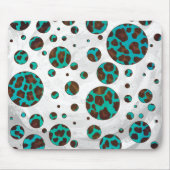 Leopard Brown en Blauwgroen PrintPolka-Stippen Muismat (Voorkant)