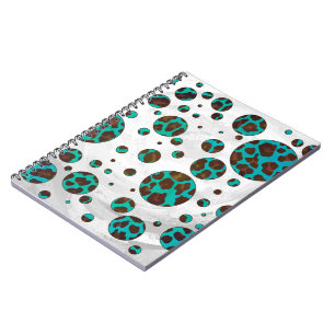 Leopard Brown en Blauwgroen PrintPolka-Stippen Notitieboek