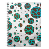 Leopard Brown en Blauwgroen PrintPolka-Stippen Notitieboek (Voorkant)