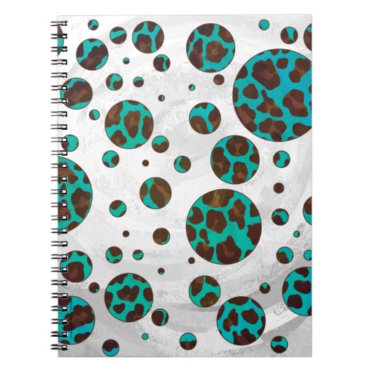 Leopard Brown en Blauwgroen PrintPolka-Stippen Notitieboek (Voorkant)