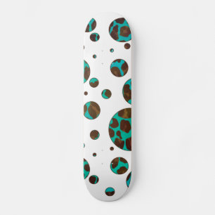 Leopard Brown en Blauwgroen PrintPolka-Stippen Persoonlijk Skateboard